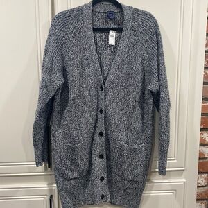 NWT gap black long sweater cardigan womens L
